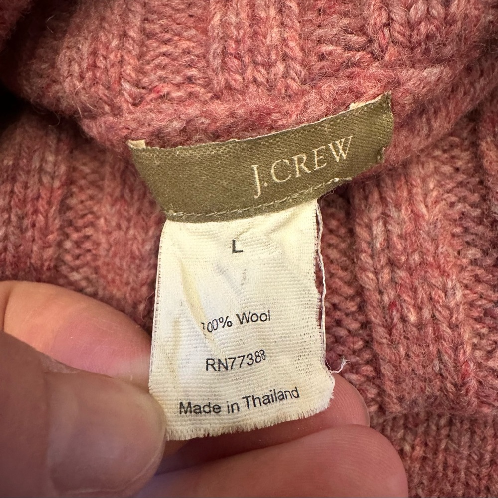 J Crew Mauve Turtleneck Sweater Size Large 100% Wool Cozy Cabincore Preppy - Picture 4 of 4